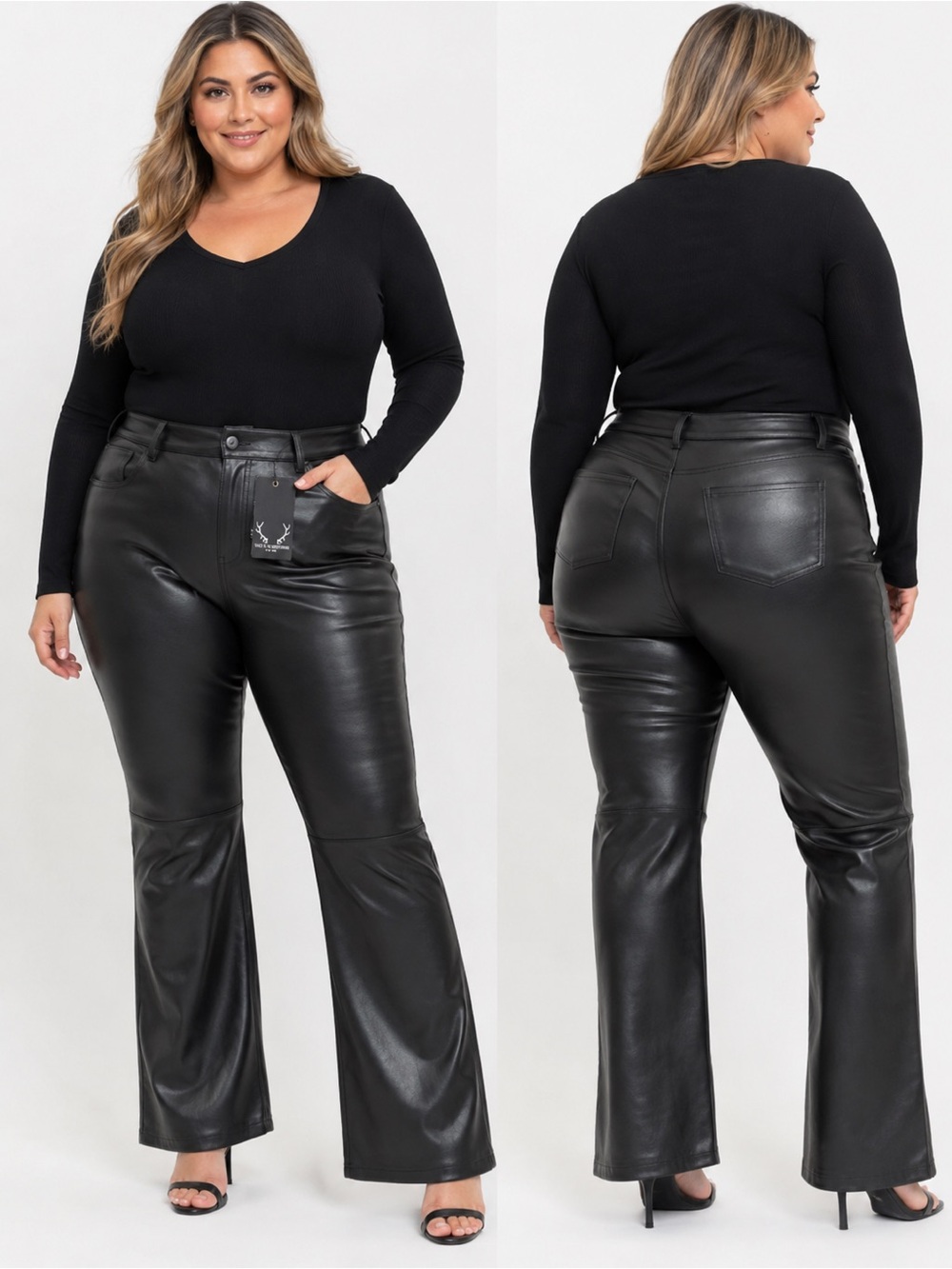 NWT Bod & Christensen Black 100% Genuine Leather Wide-Leg Women’s Pants